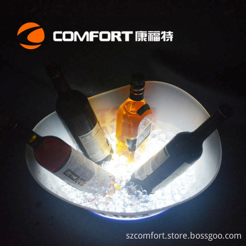 Wholesales Barware rechargeable wireless plastic wavy shape PP material 12Liters big led ice bucket